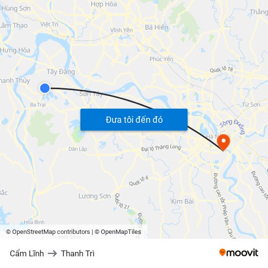 Cẩm Lĩnh to Thanh Trì map