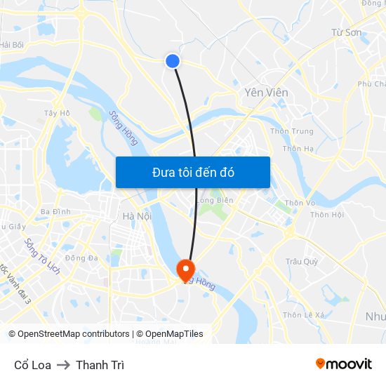 Cổ Loa to Thanh Trì map