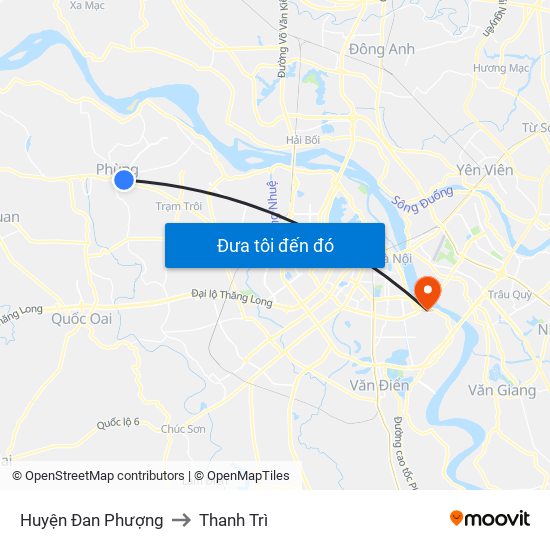 Huyện Đan Phượng to Thanh Trì map