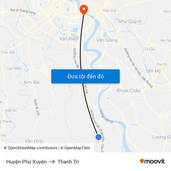 Huyện Phú Xuyên to Thanh Trì map