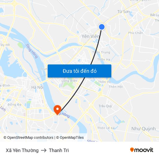 Xã Yên Thường to Thanh Trì map