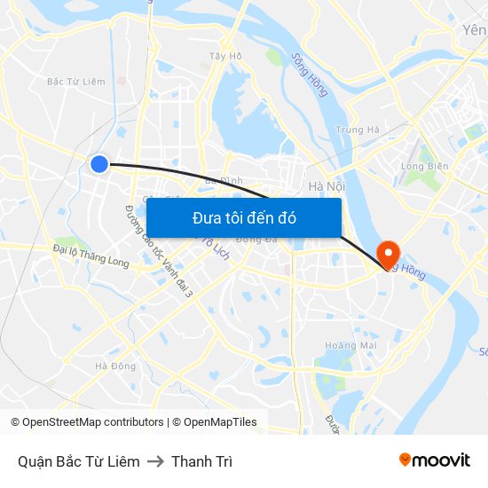 Quận Bắc Từ Liêm to Thanh Trì map