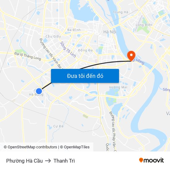 Phường Hà Cầu to Thanh Trì map