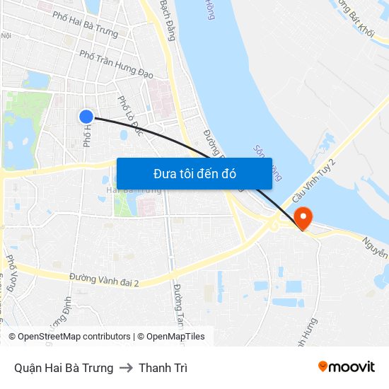Quận Hai Bà Trưng to Thanh Trì map