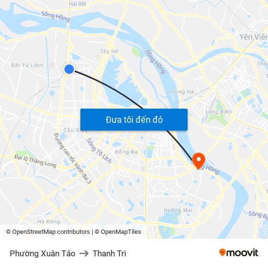 Phường Xuân Tảo to Thanh Trì map