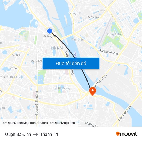 Quận Ba Đình to Thanh Trì map