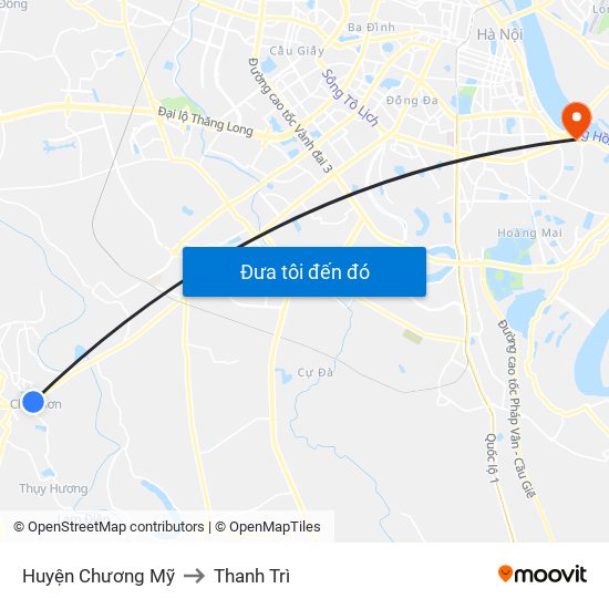Huyện Chương Mỹ to Thanh Trì map