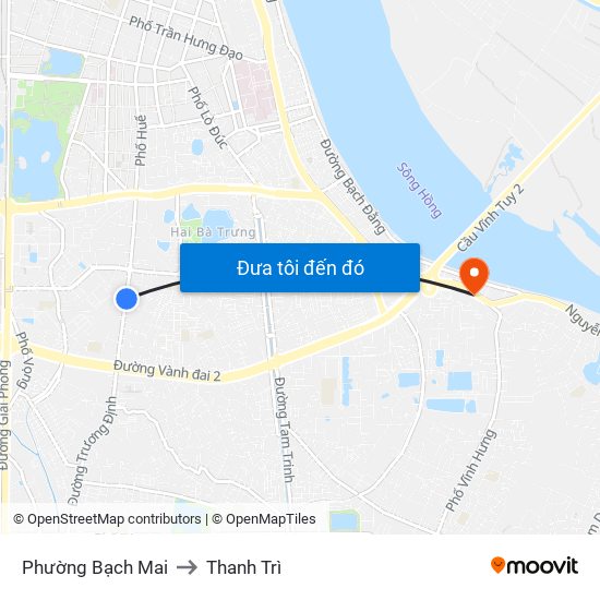 Phường Bạch Mai to Thanh Trì map
