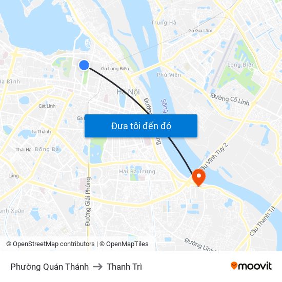Phường Quán Thánh to Thanh Trì map