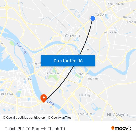 Thành Phố Từ Sơn to Thanh Trì map