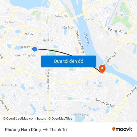 Phường Nam Đồng to Thanh Trì map