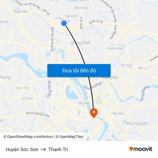 Huyện Sóc Sơn to Thanh Trì map