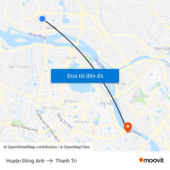 Huyện Đông Anh to Thanh Trì map