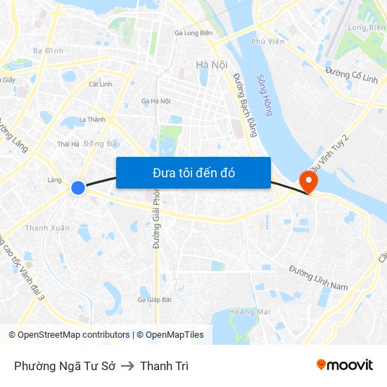Phường Ngã Tư Sở to Thanh Trì map