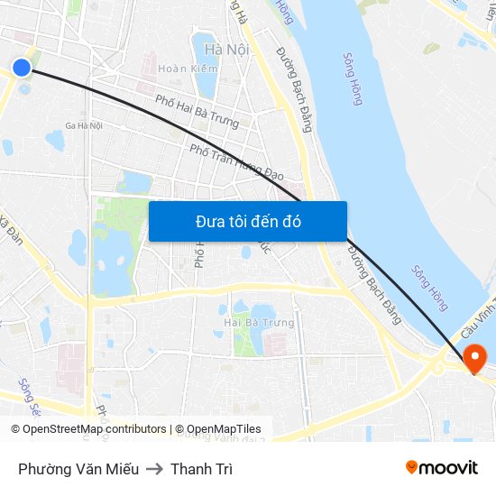 Phường Văn Miếu to Thanh Trì map