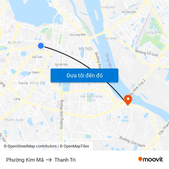 Phường Kim Mã to Thanh Trì map