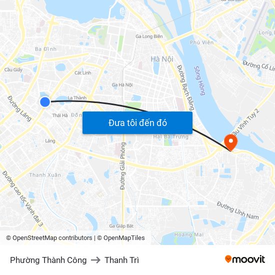 Phường Thành Công to Thanh Trì map