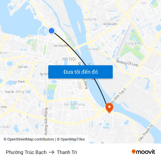 Phường Trúc Bạch to Thanh Trì map