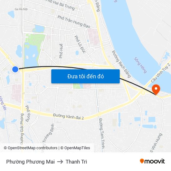 Phường Phương Mai to Thanh Trì map
