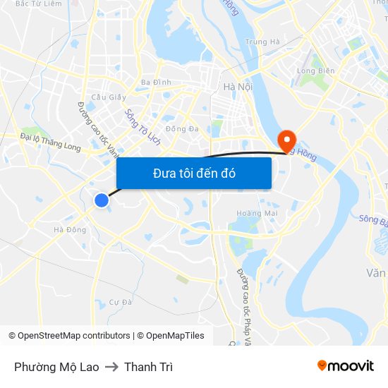 Phường Mộ Lao to Thanh Trì map