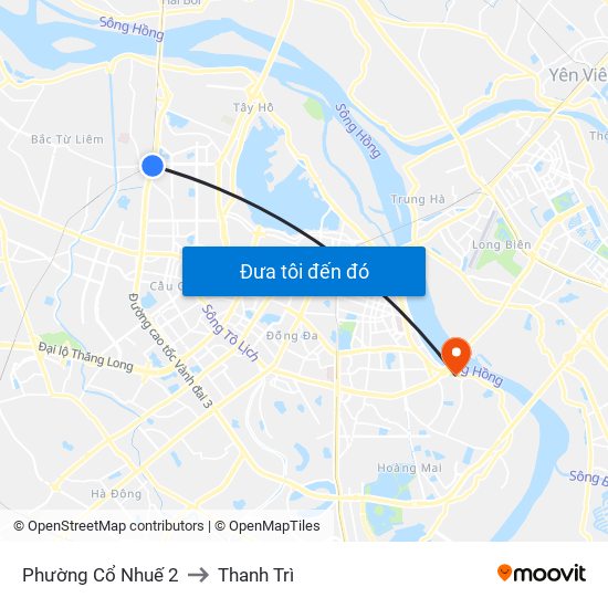 Phường Cổ Nhuế 2 to Thanh Trì map