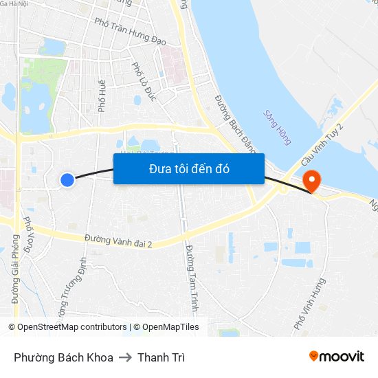 Phường Bách Khoa to Thanh Trì map