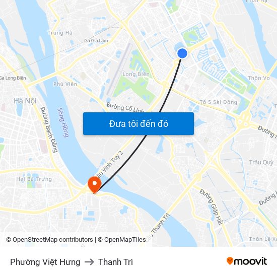 Phường Việt Hưng to Thanh Trì map