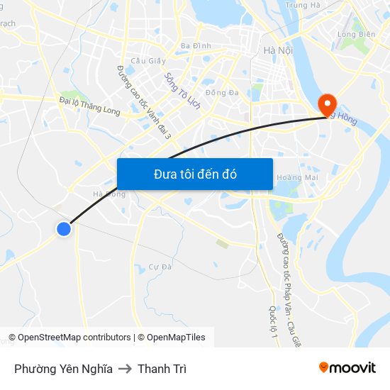 Phường Yên Nghĩa to Thanh Trì map