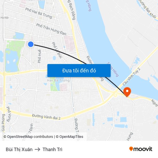 Bùi Thị Xuân to Thanh Trì map