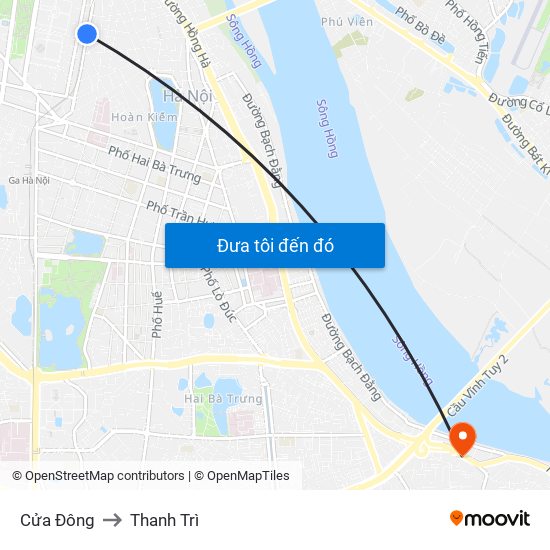 Cửa Đông to Thanh Trì map