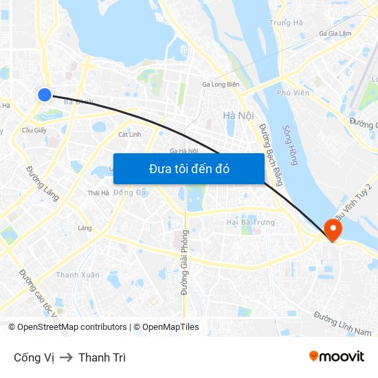 Cống Vị to Thanh Trì map