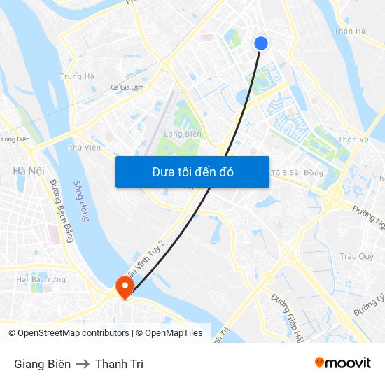 Giang Biên to Thanh Trì map