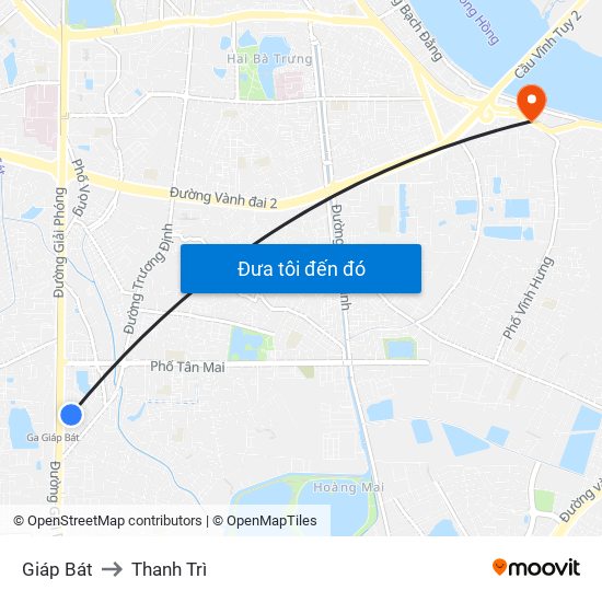 Giáp Bát to Thanh Trì map