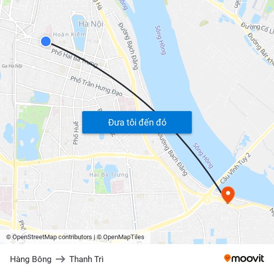 Hàng Bông to Thanh Trì map