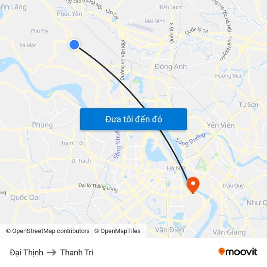 Đại Thịnh to Thanh Trì map