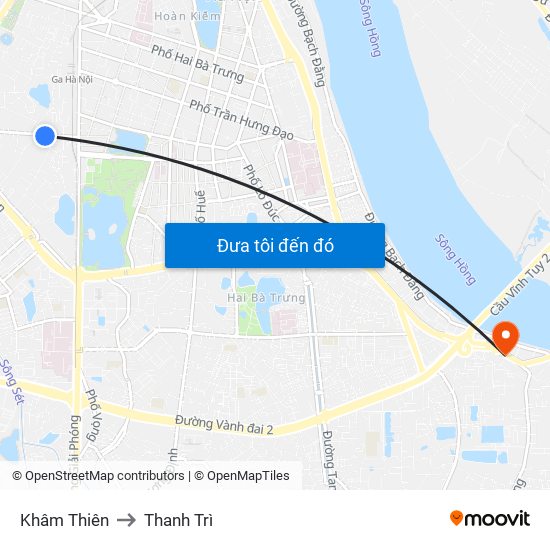 Khâm Thiên to Thanh Trì map