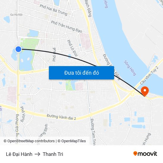 Lê Đại Hành to Thanh Trì map