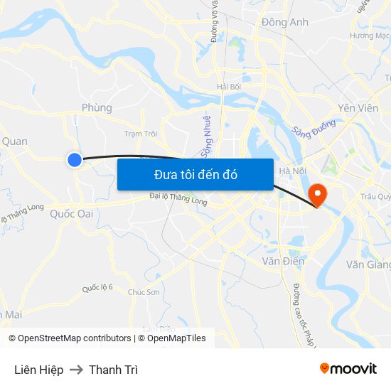 Liên Hiệp to Thanh Trì map