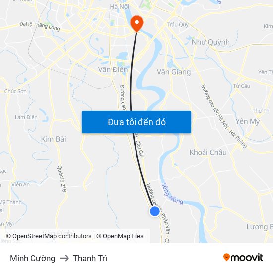 Minh Cường to Thanh Trì map