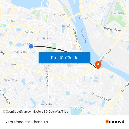 Nam Đồng to Thanh Trì map