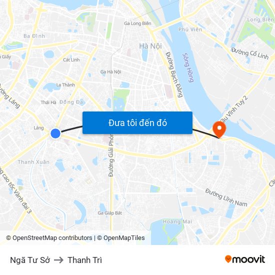 Ngã Tư Sở to Thanh Trì map