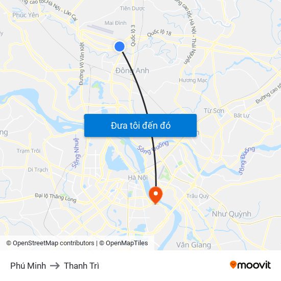 Phú Minh to Thanh Trì map