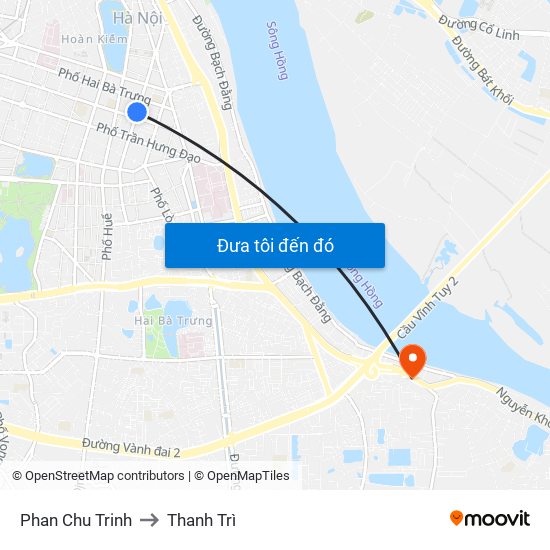 Phan Chu Trinh to Thanh Trì map