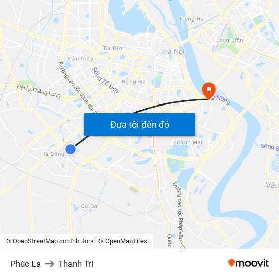 Phúc La to Thanh Trì map