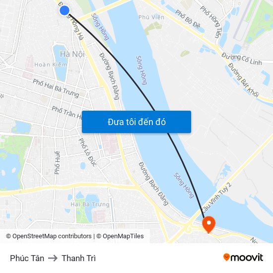 Phúc Tân to Thanh Trì map