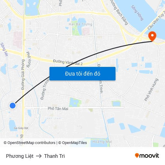 Phương Liệt to Thanh Trì map