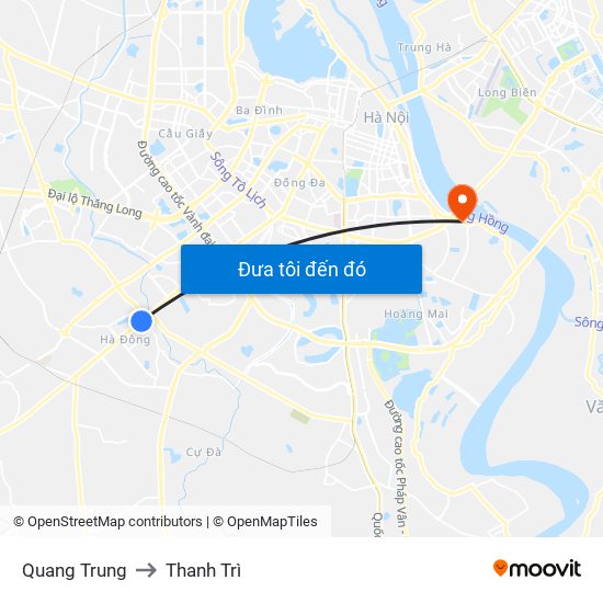 Quang Trung to Thanh Trì map