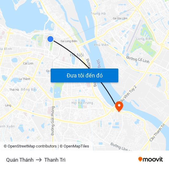 Quán Thánh to Thanh Trì map