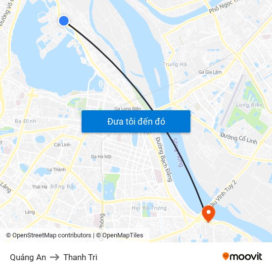 Quảng An to Thanh Trì map