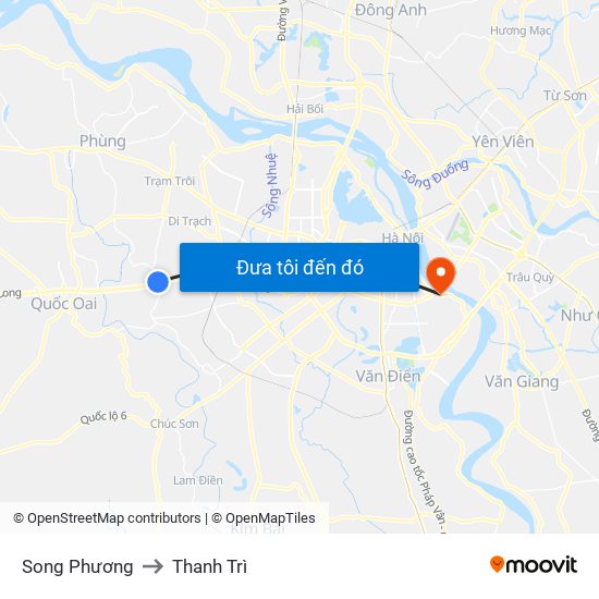 Song Phương to Thanh Trì map